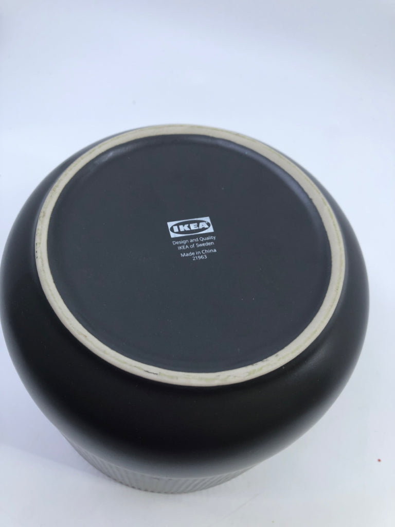 DARK GREY IKEA RIBBED PLANTER.