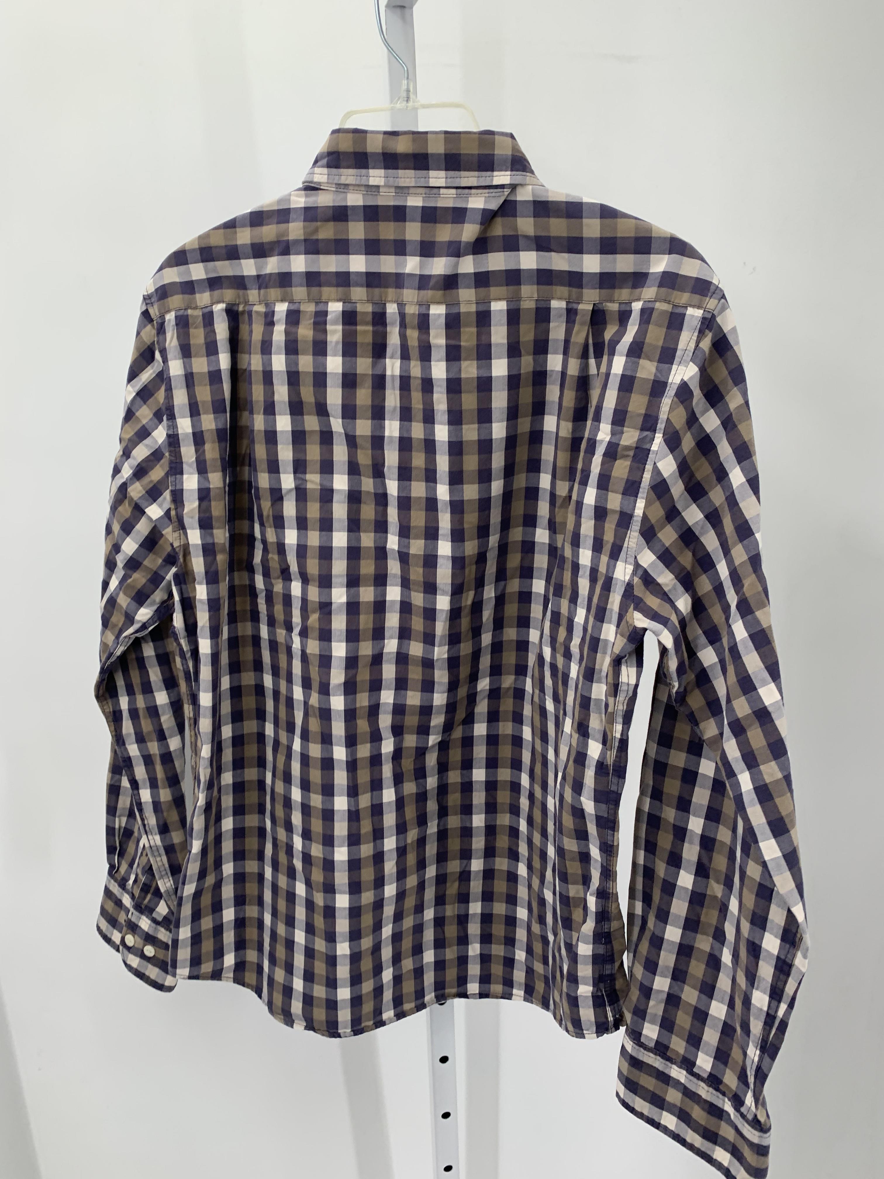 BLUE PLAID BTN DOWN.