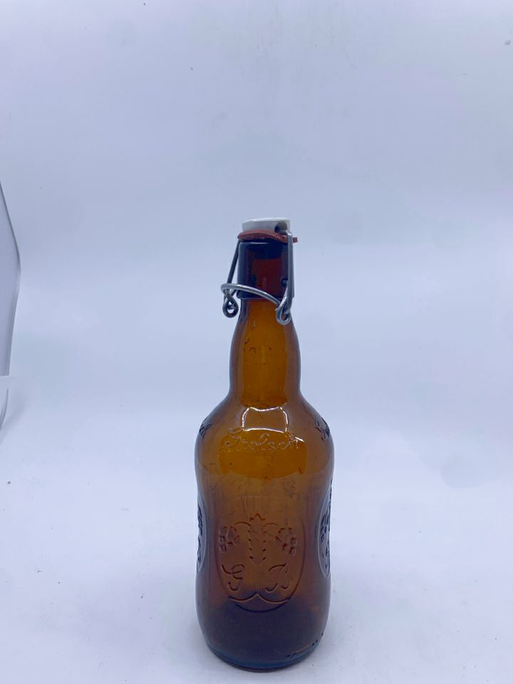 VTG BROWN GROLSCH EMPTY BOTTLE W CLASP.