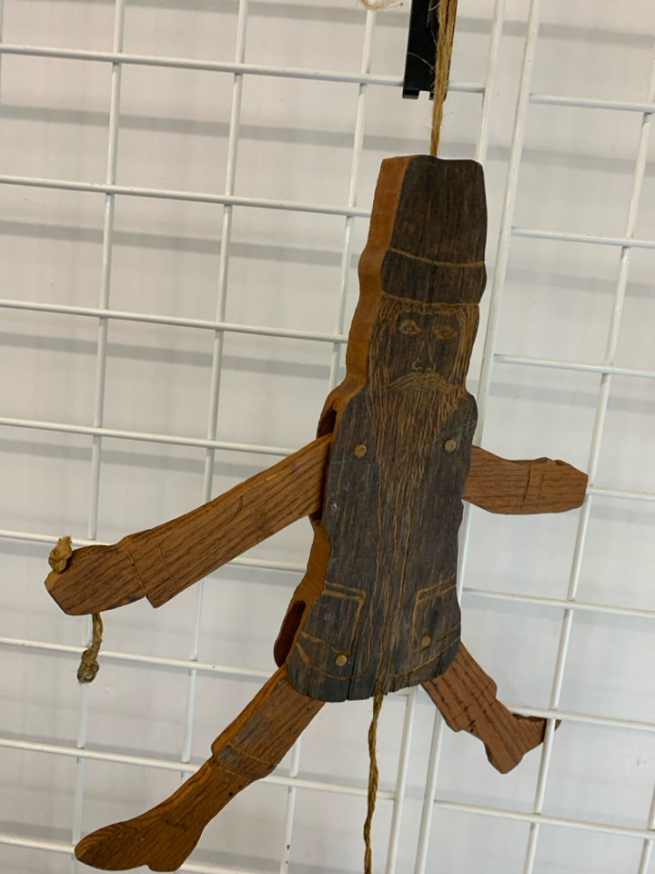 VTG JUMPING JACK WOOD SANTA.