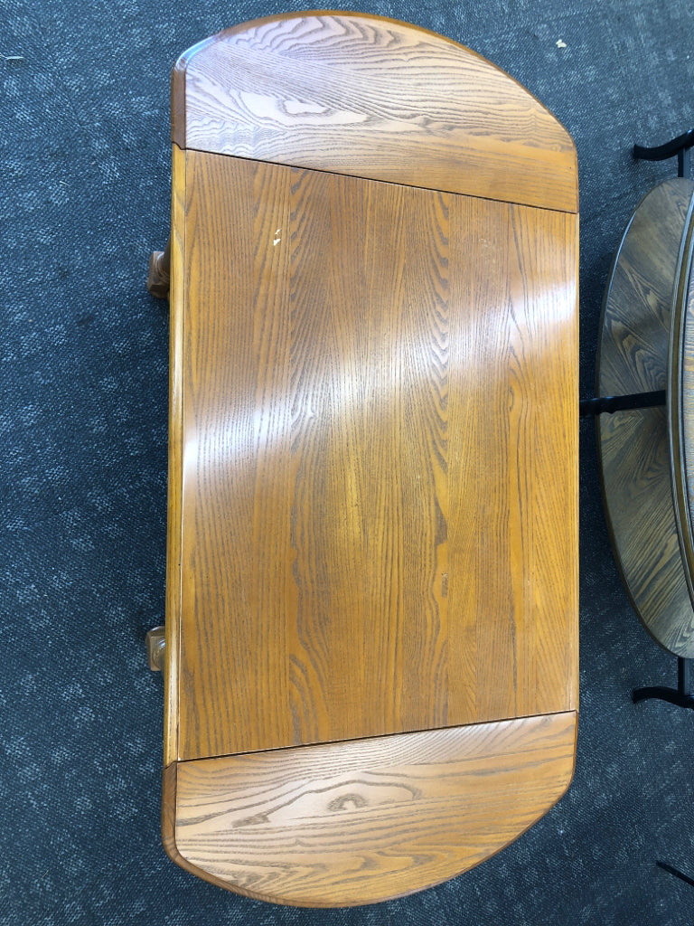 BLONDE DROP LEAF COFFEE TABLE- BERNIE AND PHYILS.