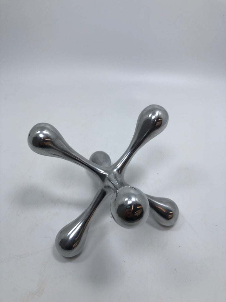 SILVER DECORATIVE JACK SCULPTURE.