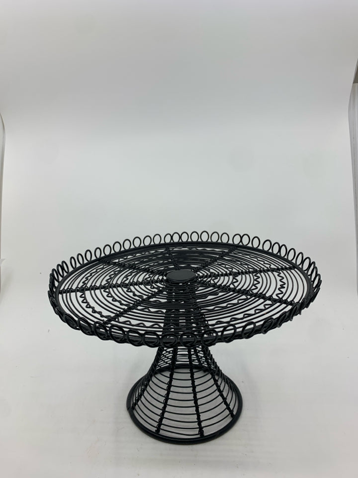 TALL BLACK METAL WIRE CAKE STAND.