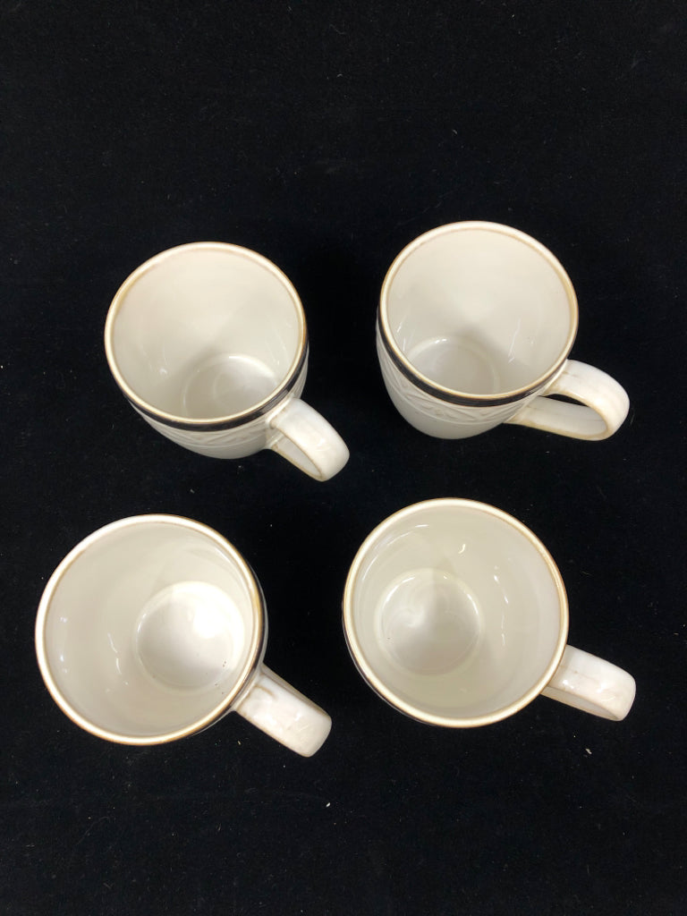 4PC MUGS PROMENADE SCROLL PFALTZGRAFF.