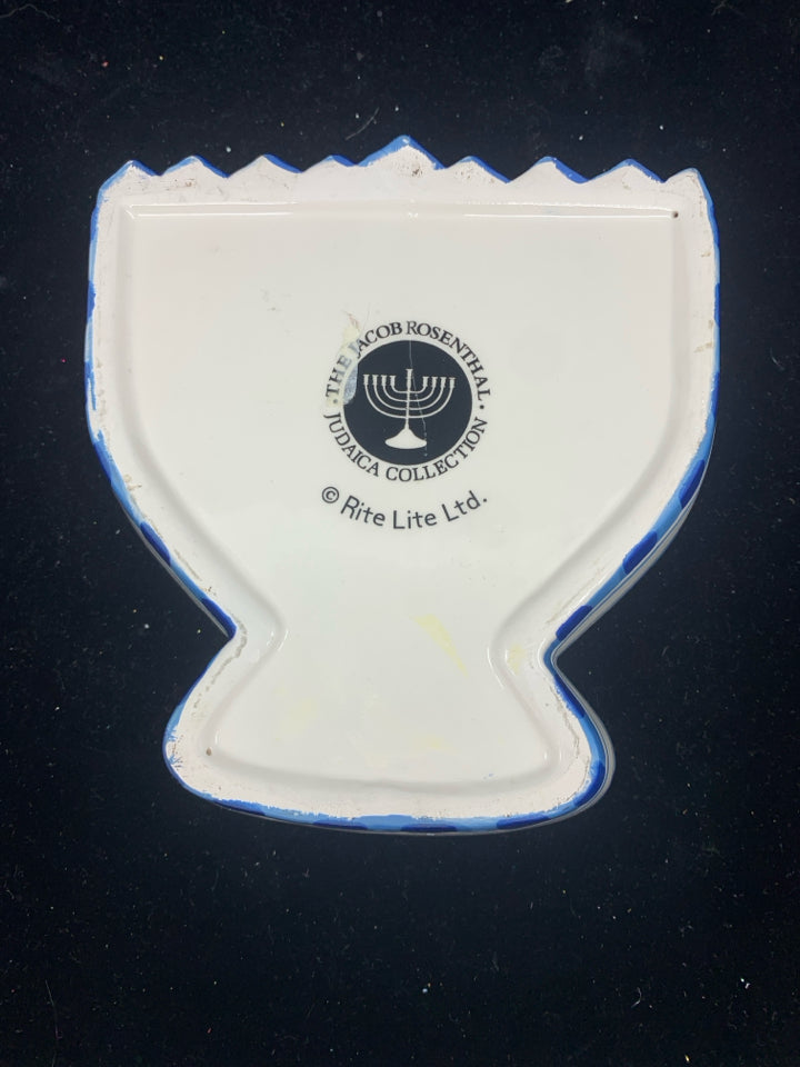 CERAMIC MENORAH DISH.