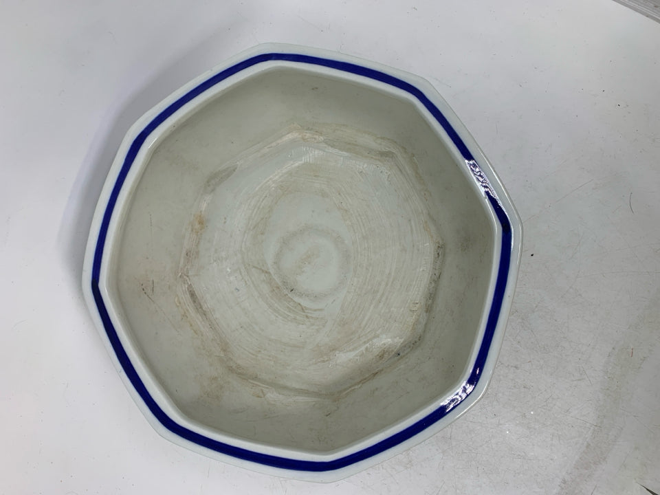 SHALLOW OCTAGON SHAPED ASIAN STYLE PLANTER.