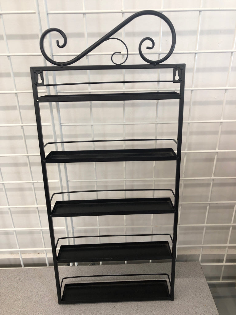 5 SHELF BLACK METAL SPICE RACK.
