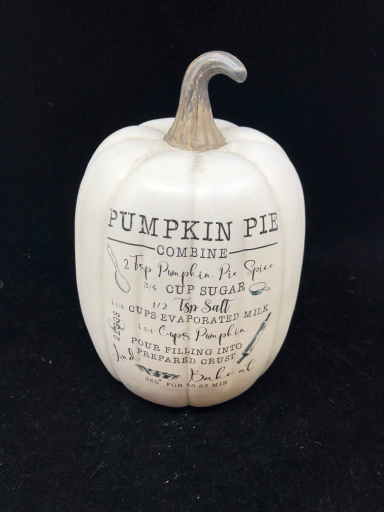 WHITE PUMPKIN DECOR W PIE RECIPE.