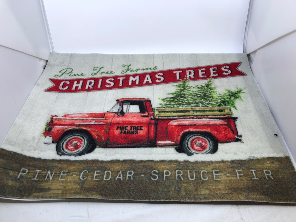 CHRISTMAS TREE FARM RED TRUCK.