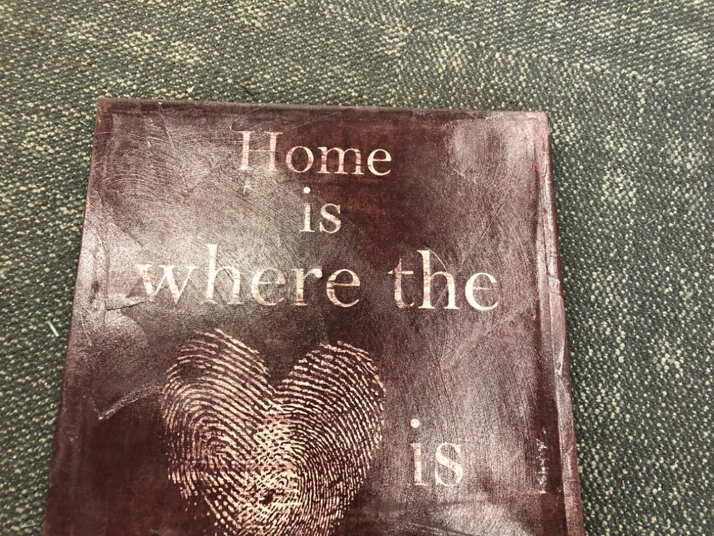 HOME MAROON THUMBPRINT CANVAS WALL ART.