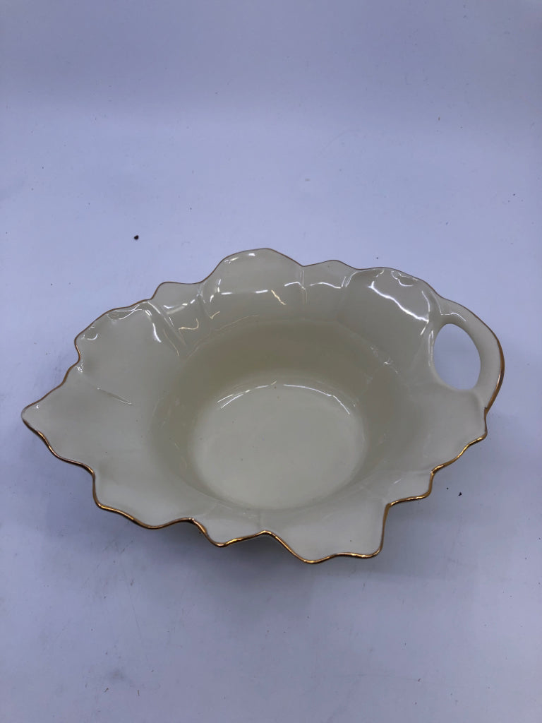 GOLD RIMMED LEAF DISH.