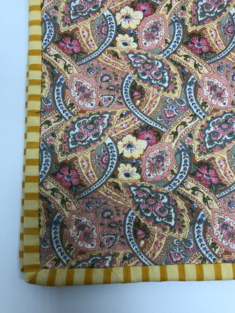 HANDMADE FLORAL QUILT TABLE RUNNER.