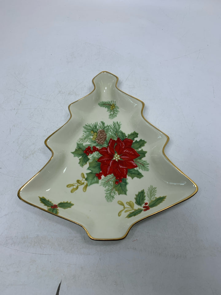 MIKASA CHRISTMAS TREE SHAPED "HOLIDAY TIME" PATTERNED CATCH ALL.