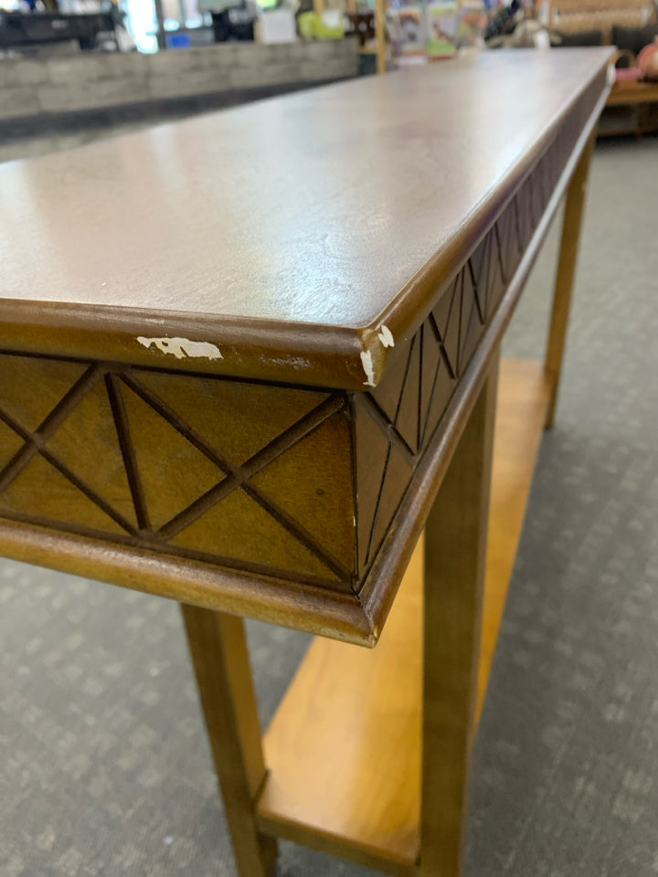 RUSTIC SOLID WOOD SOFA TABLE.