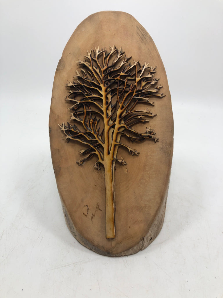 LAYERED TREE STUMP DECOR.
