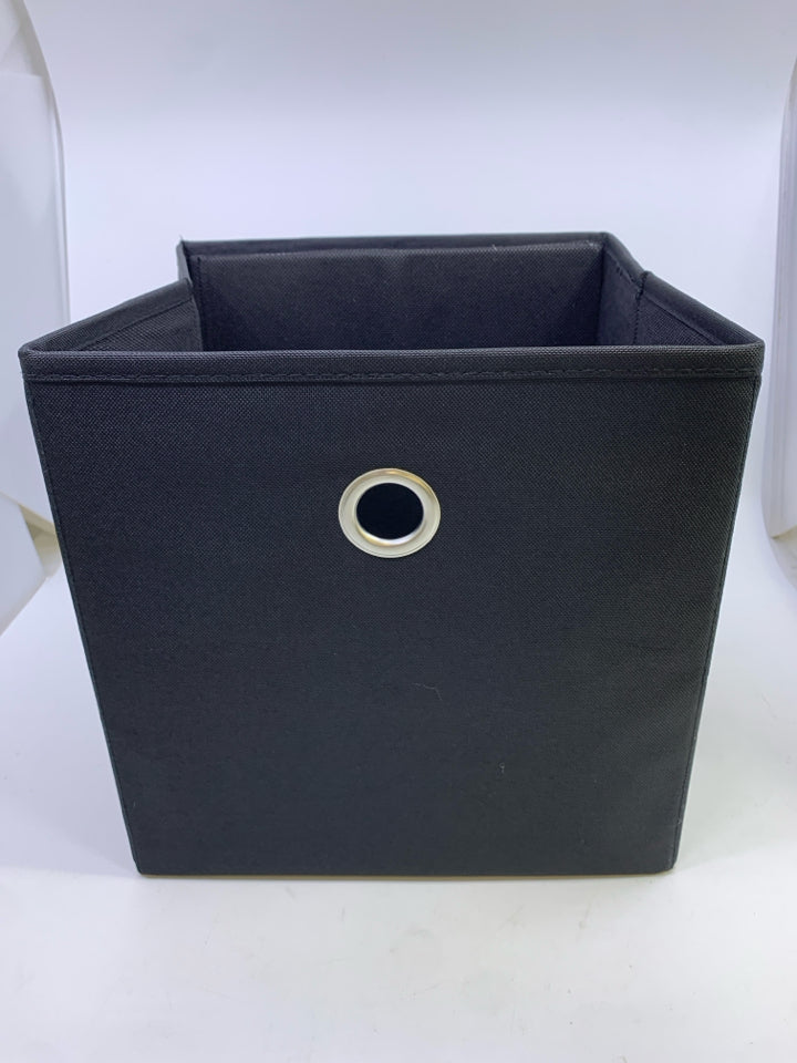 BLACK CANVAS FABRIC STORAGE BIN.