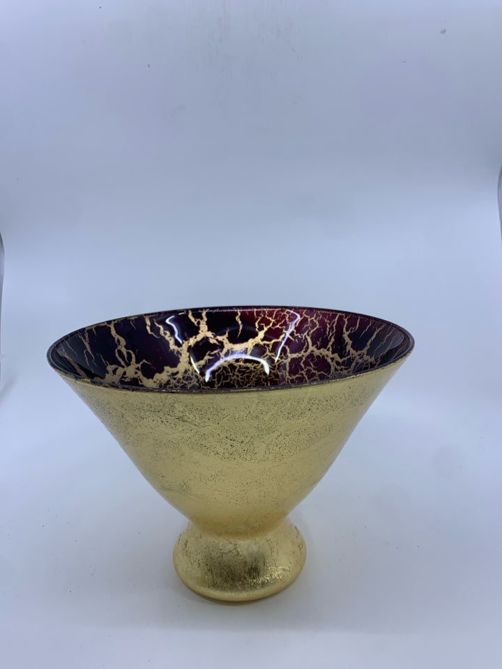 RED AND GOLD CRACKLE BOWL.