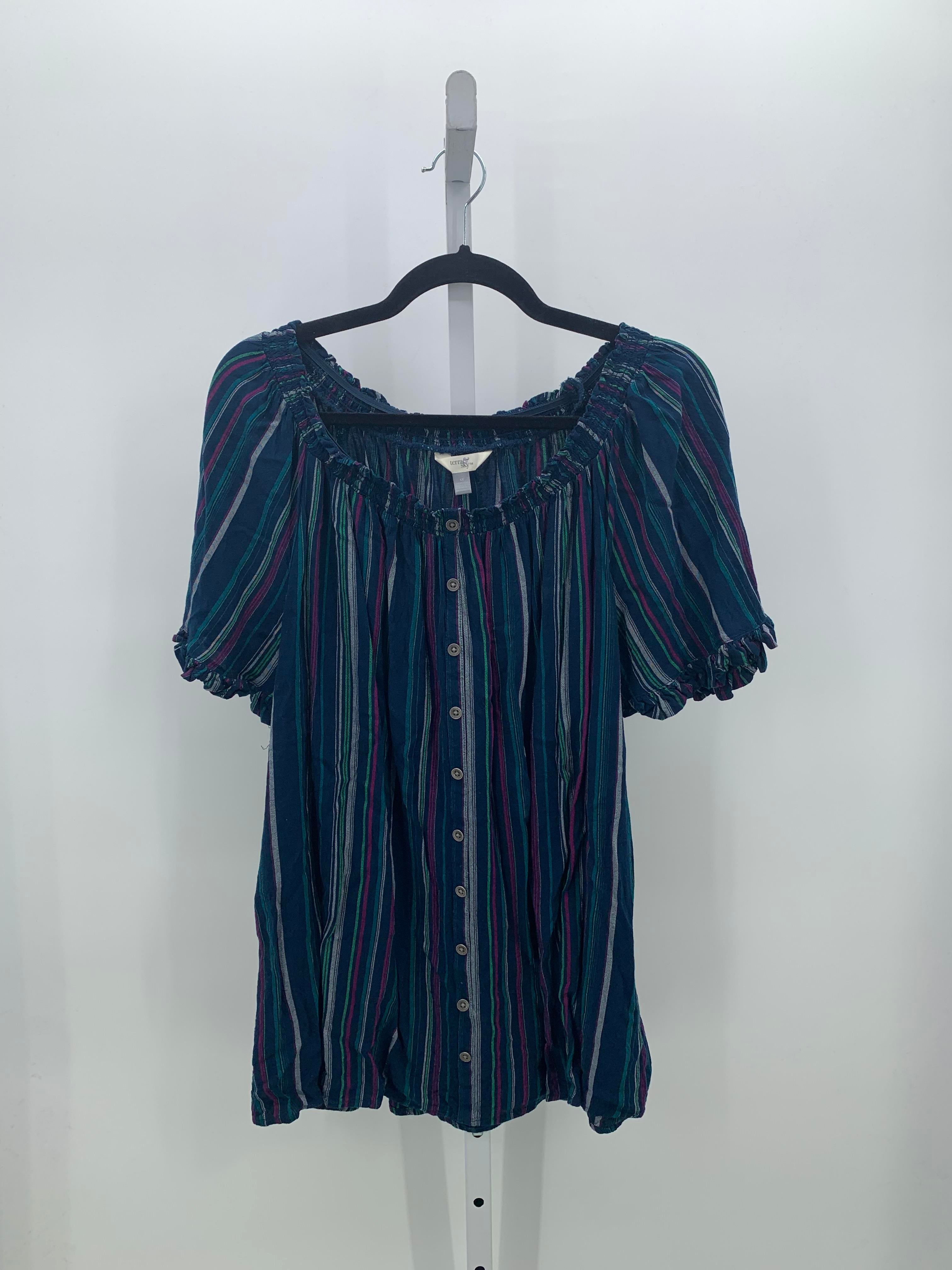 Terra & Sky Size 1X Womens Short Sleeve Shirt