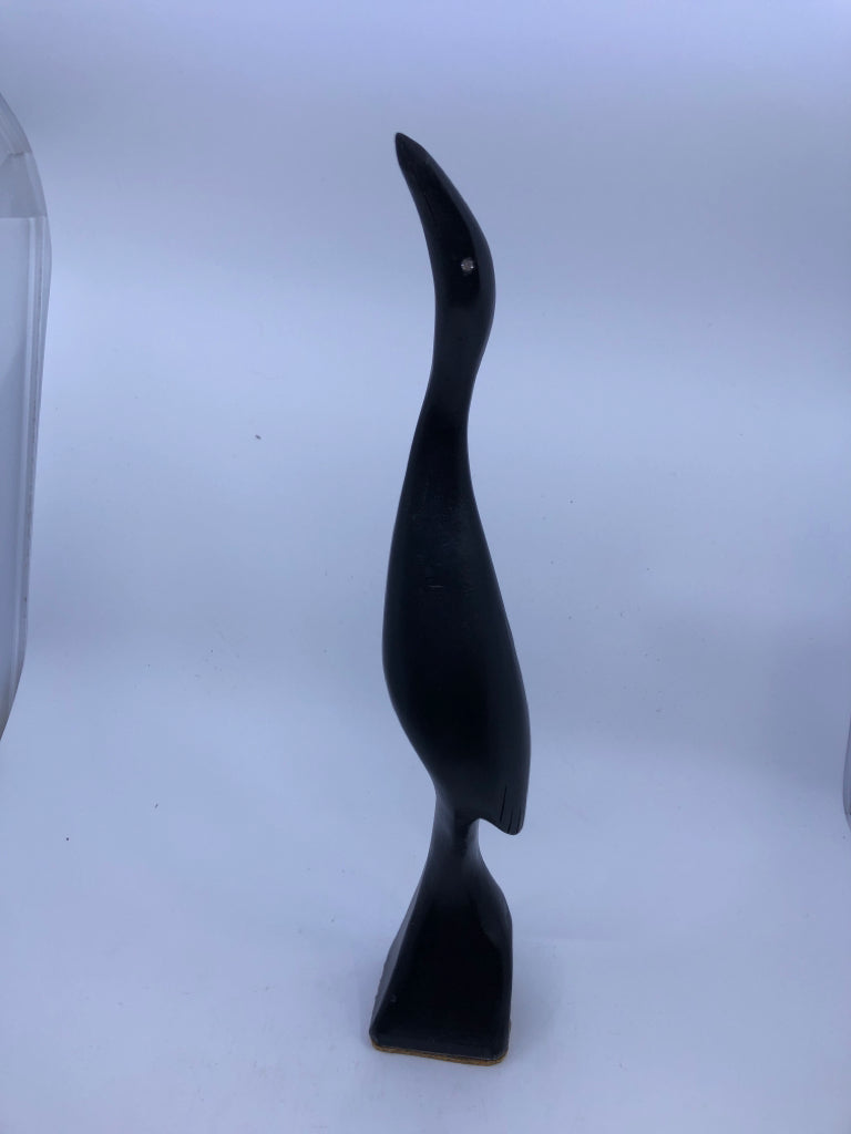 BLACK CARVED BIRD W JEWEL EYE.