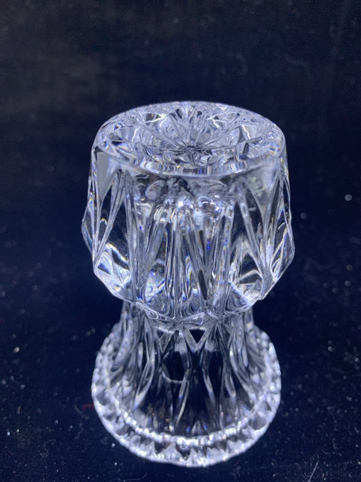 SMALL CUT GLASS VASE/ TOOTHPICK HOLDER.