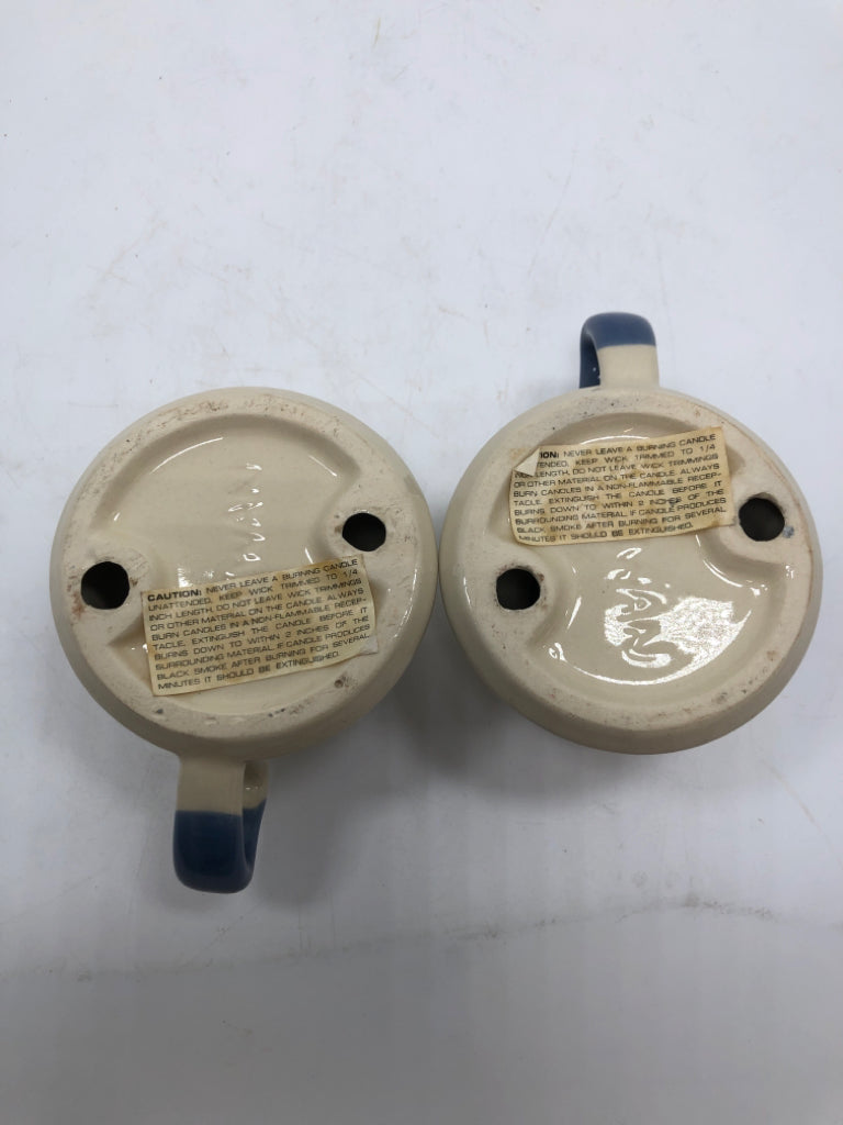 2 COUNTRY HOUSE CERAMIC CANDLE STICK HOLDERS.