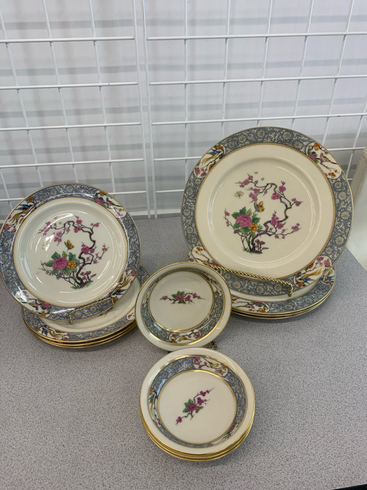 12PC LENOX MING BIRDS DINNER SVC FOR 4.