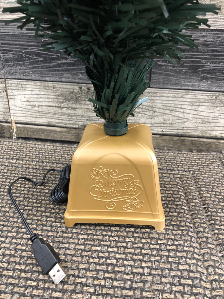 SMALL GREEN LIGHT UP CHRISTMAS TREE.