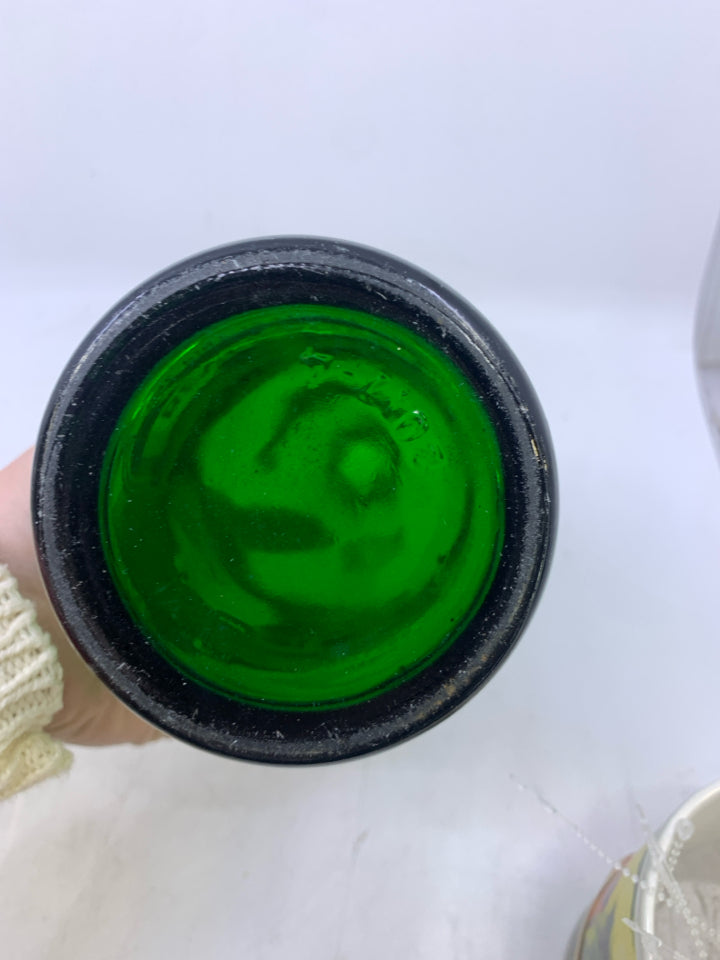 EMPTY GREEN CORONET BEVERAGES BOTTLE.