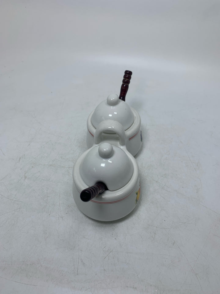 VTG SMUCKER'S DOUBLE JAM SERVER W/ SPOONS.