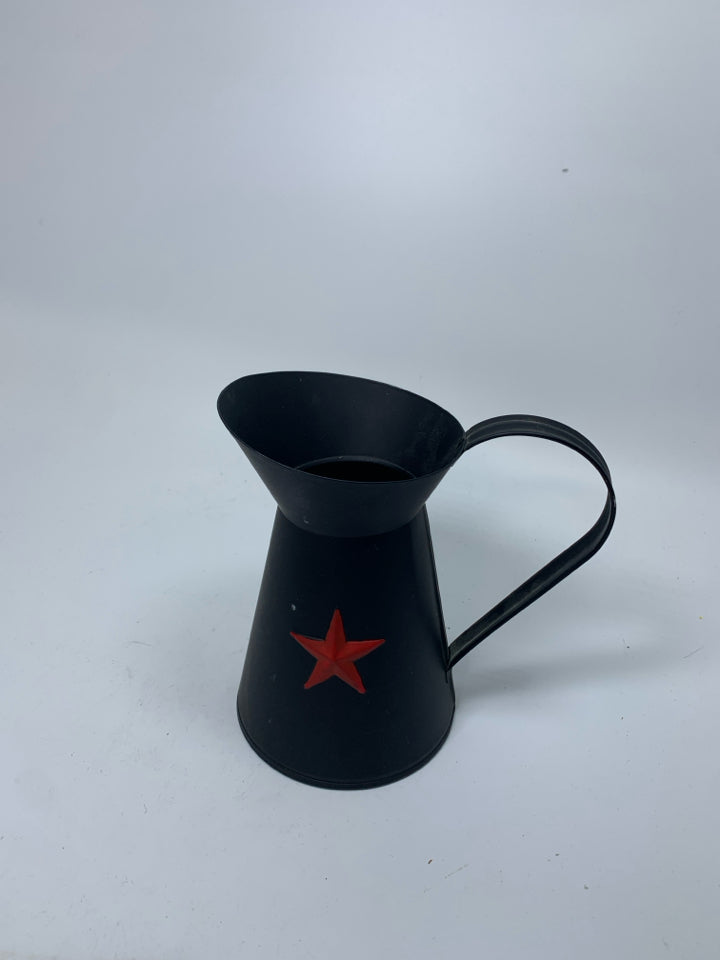 METAL DECORATIVE PITCHER W/ EMBOSSED RED STAR.