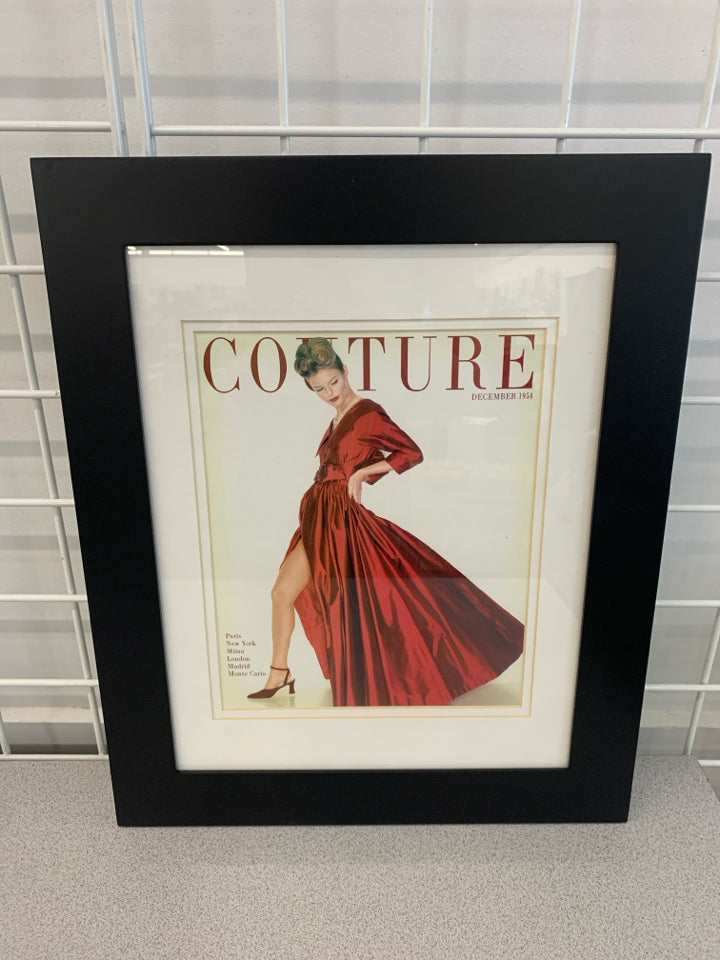 RED DRESS COUTURE PRINT IN BLACK FRAME.