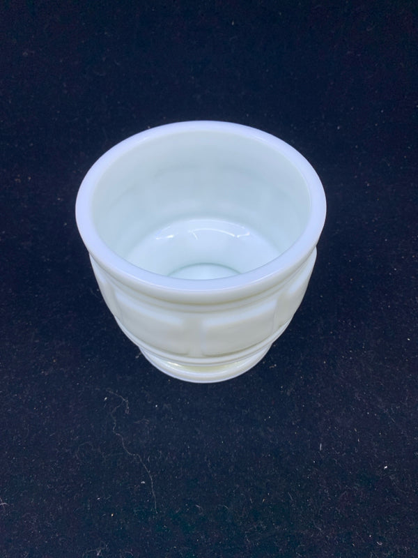 VTG FOOTED MILK GLASS DISH.
