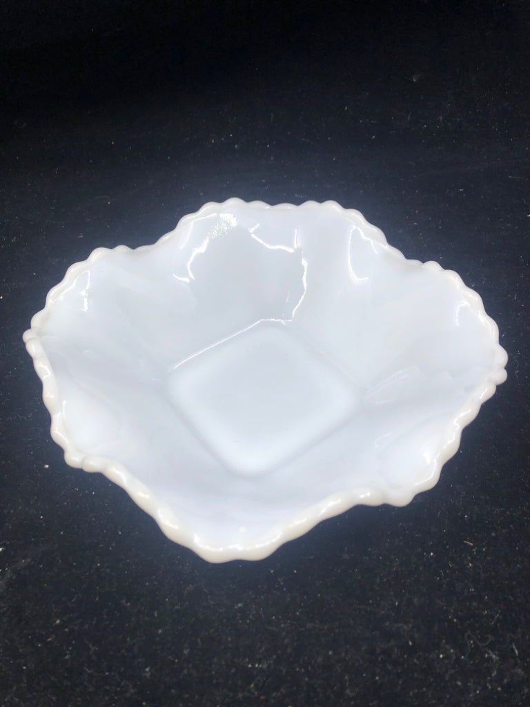 VTG DIAMOND MILK GLASS BOWL.