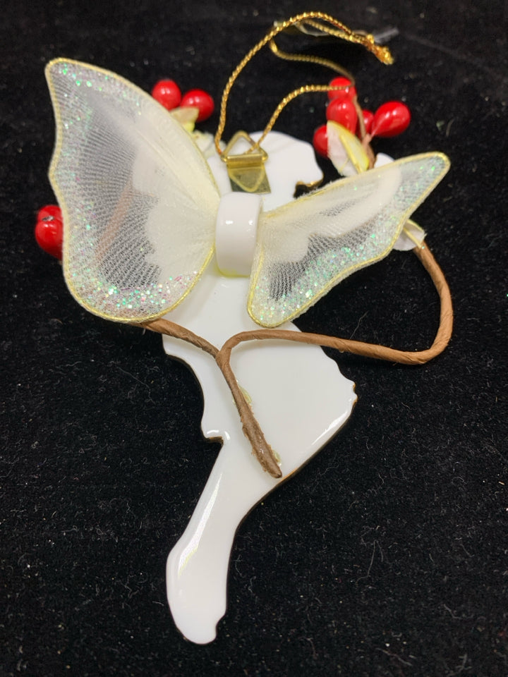 THE ROSE HIP FAIRY PORCELAIN ORNAMENT.