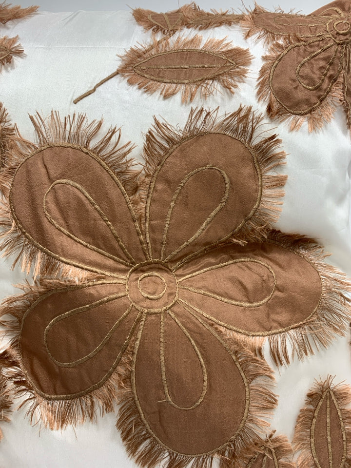 NWT FLUFFY PINK FLOWER PILLOW.