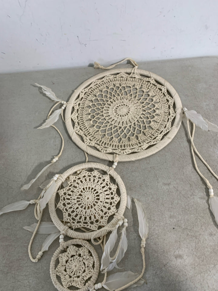 MACRAME 3 DREAM CATCHER WALL HANGING.