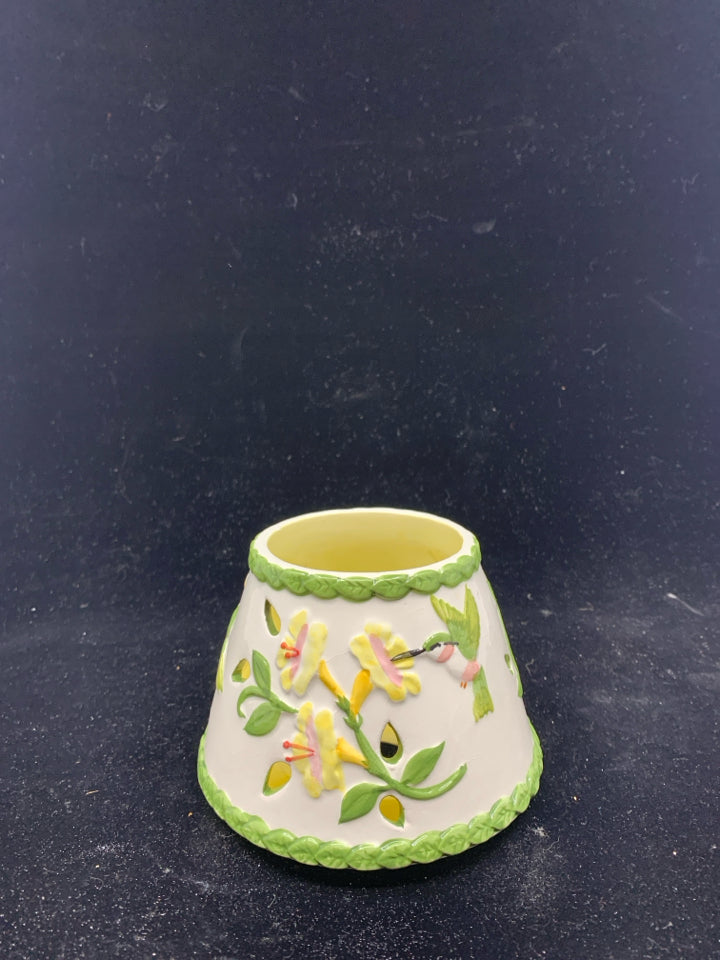 YELLOW FLORAL CANDLE SHADE.