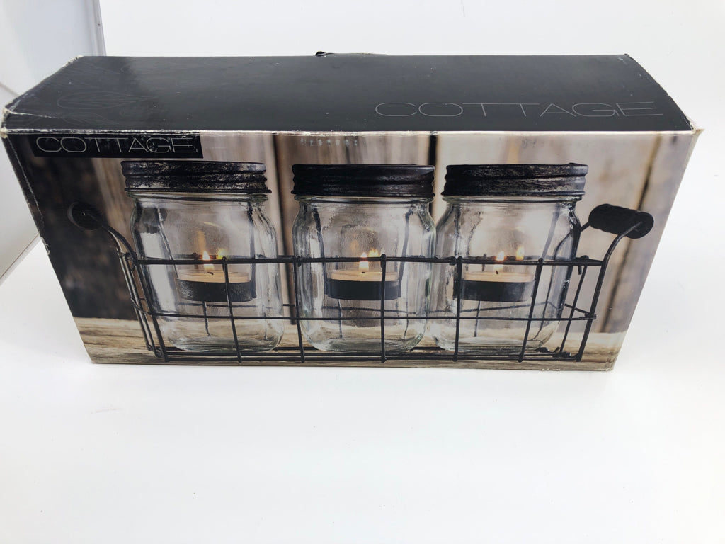 NIB MASON JAR METAL TEA LIGHT HOLDER.