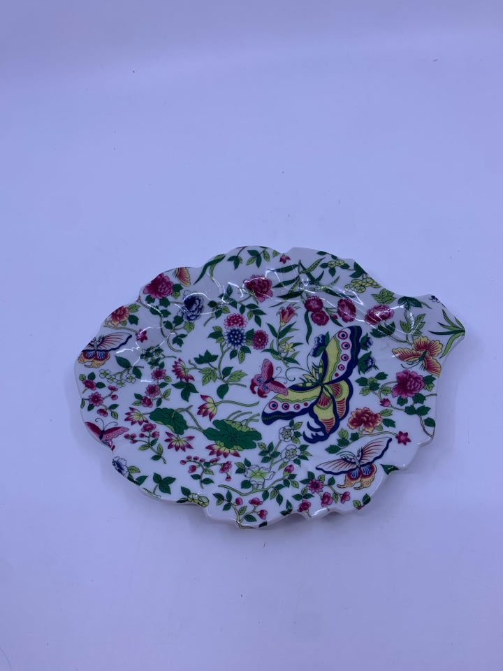 VTG THOUSAND BUTTERFLIES LEAF SHAPED PLATE.