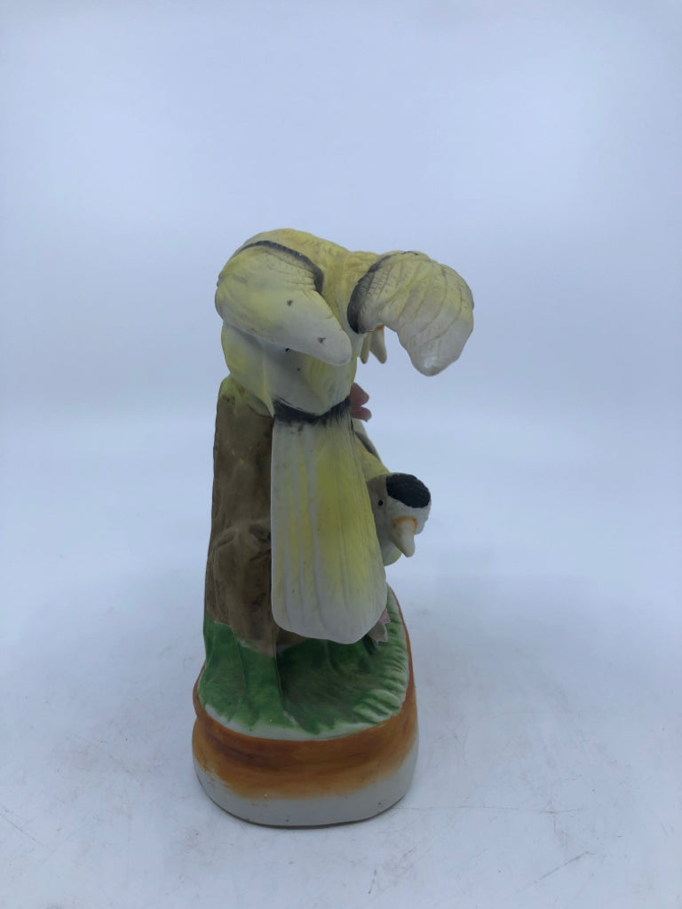 2 YELLOW BIRD ON BRANCH FIGURINE.