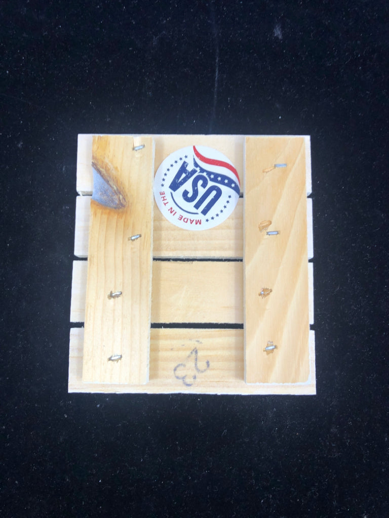 SMALL WHITE WOOD "BE GLAD" SIGN.