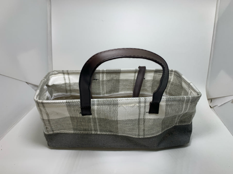 FABRIC PLAID RECTANGLE BASKET.