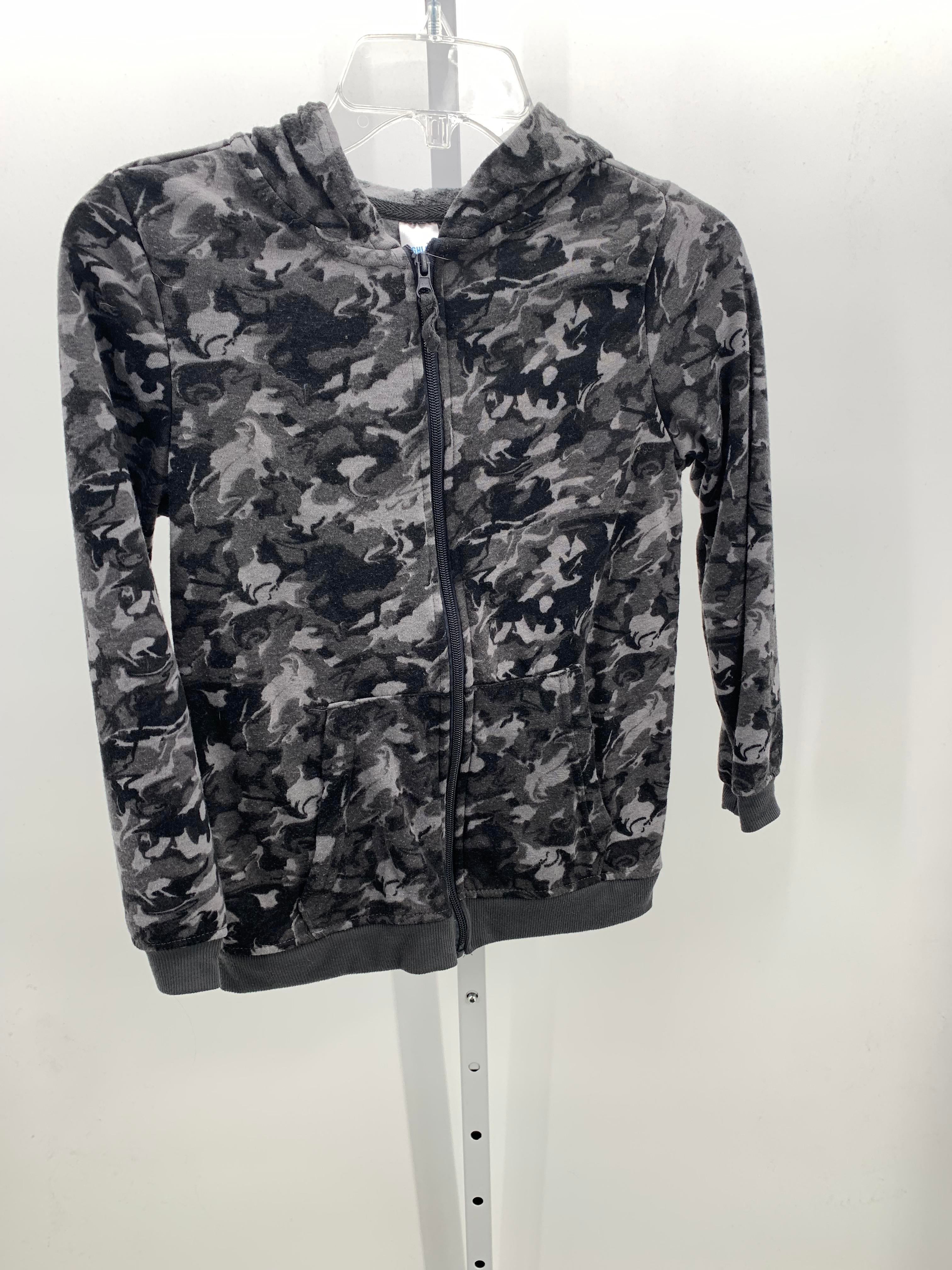 BLACK PATTERN HOODED ZIP KNIT