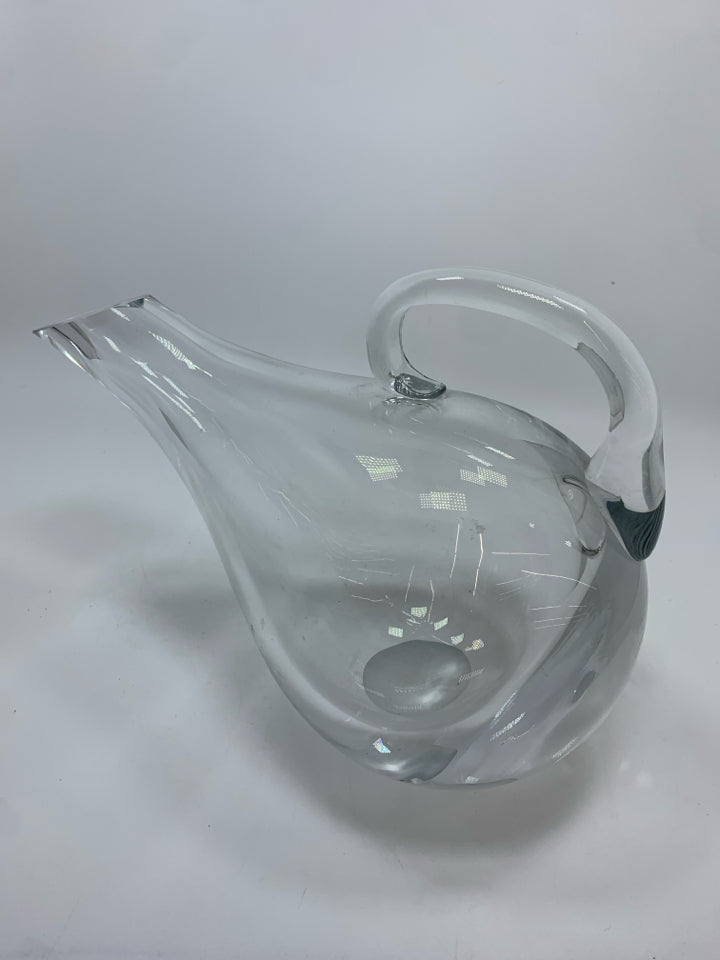BADASH GLASS SLANT WINE DECANTER.