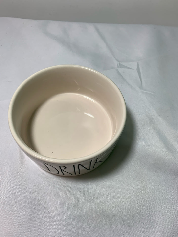 "DRINK UP" WHITE PET BOWL-RAE DUNN.