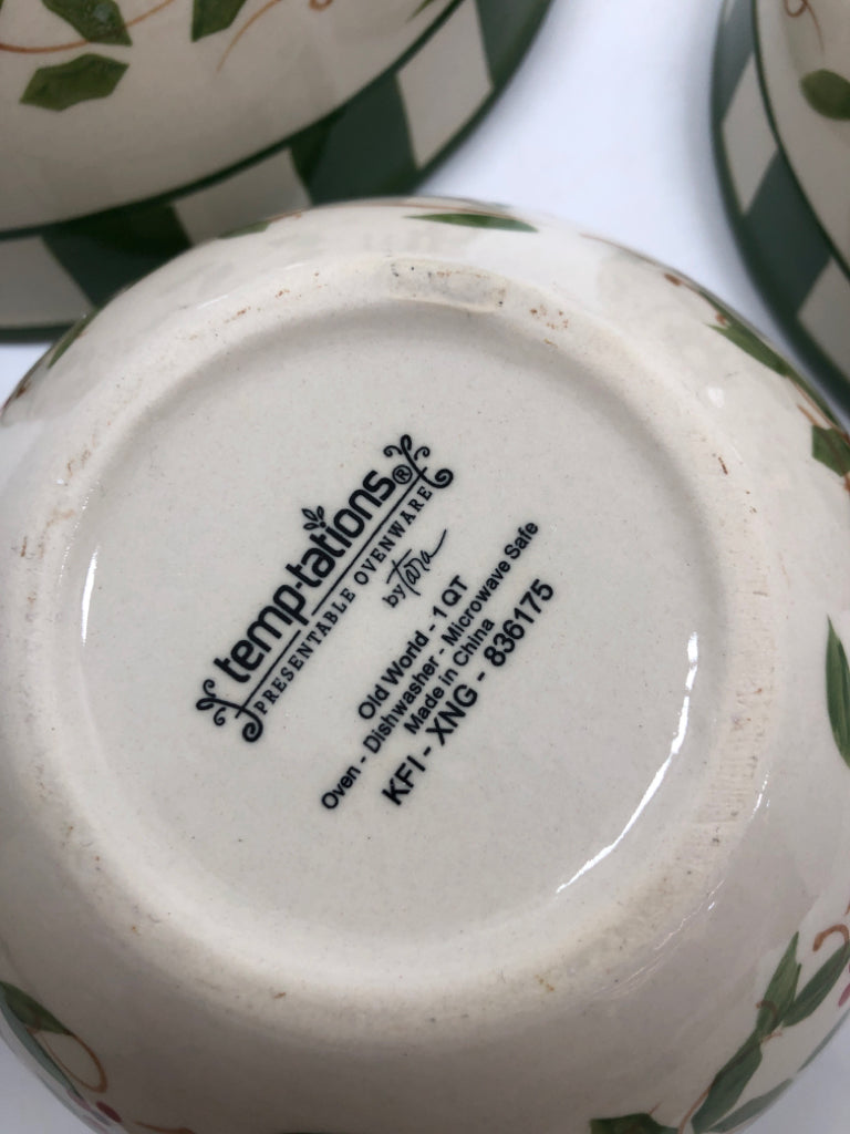 3PC HOLLY POINSETTIA NESTING BOWLS- TEMPTATIONS