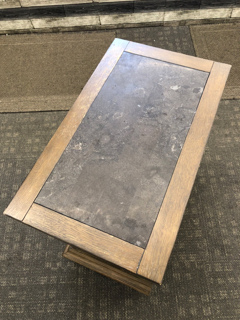 3 DRAWER TUSCANY BROWN NIGHTSTAND W/SLATE TOP.