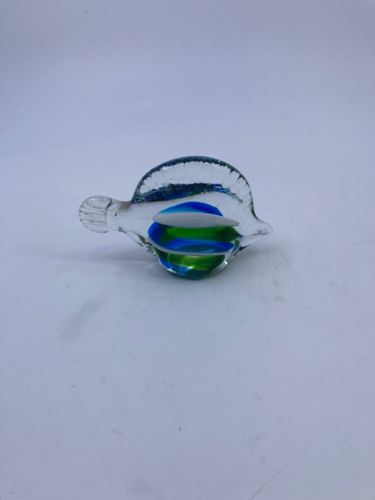 BLUE AND GREEN GLASS FISH.