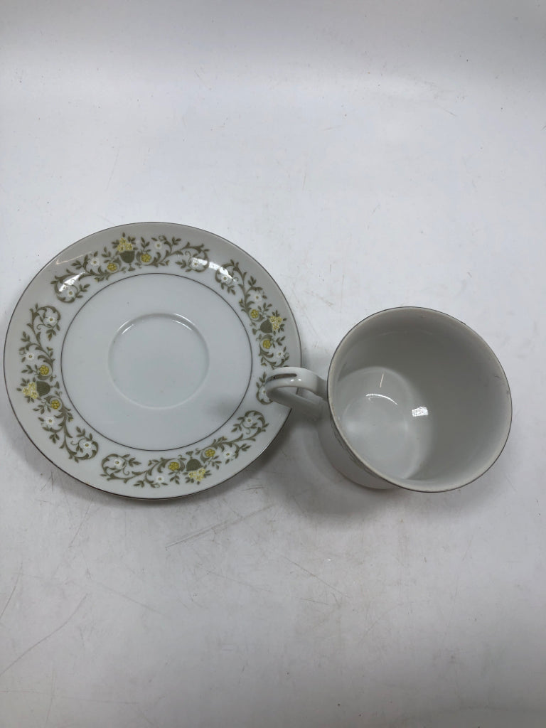 VTG YELLOW FLOWER STERLING TEACUP/SAUCER.