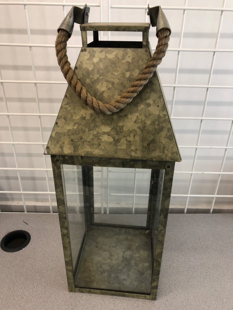 GALVANIZED CANDLE LANTERN.
